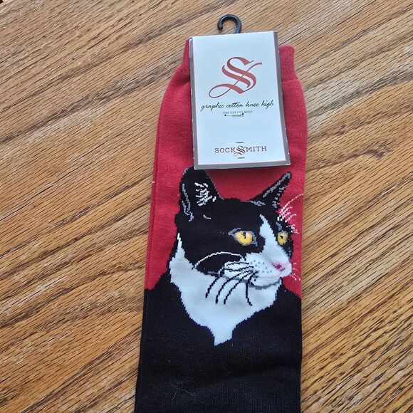 Socksmith Graphic Women's Crew Socks CAT Black Cat Animal Novelty Footwear - Picture 2 of 8